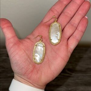 Gold and White Iridescent Oval Earrings